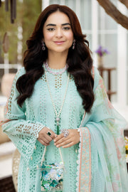 Buy Pakistani Kameez Trousers in Sky blue and Pink contrast Party Dress