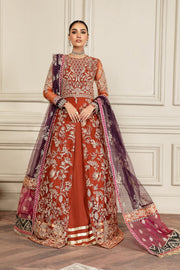Buy Pakistani Long Frock with Dupatta in Orange Color