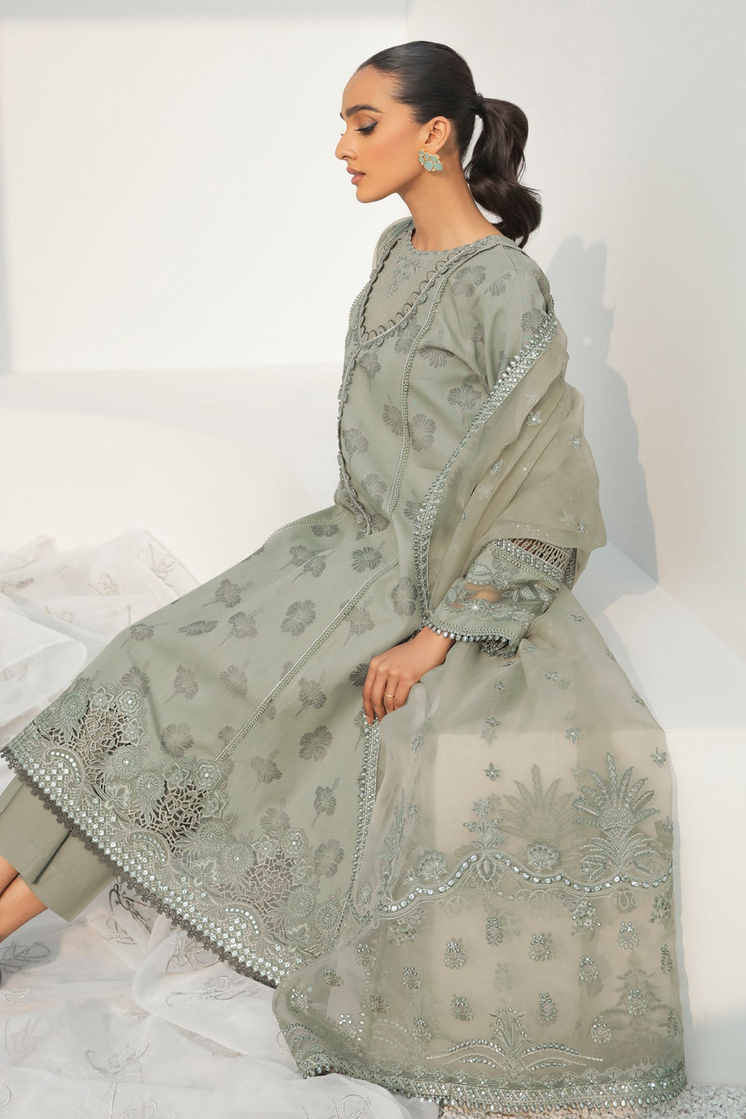 Buy Pakistani Long Kameez Salwar and Dupatta Party Wear