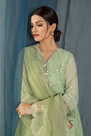 Buy Pakistani Mint Green Kameez in Gown Style Party Wear