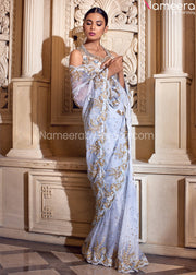 Pakistani Modern Bridal Saree with heavy Embroidery