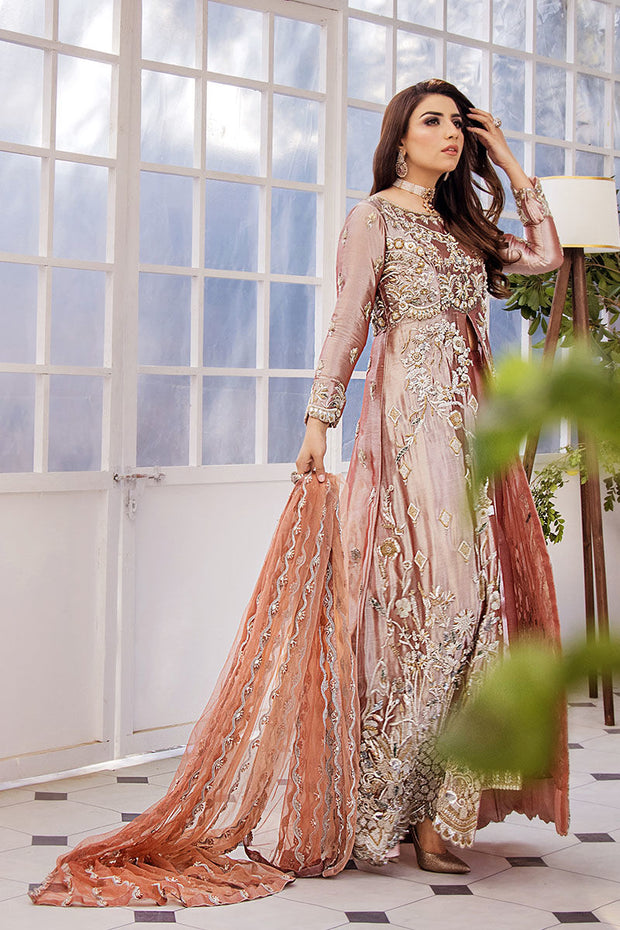 Buy Pakistani Tea Pink Hand Embellished Bridal Gown Wedding Dress 2023