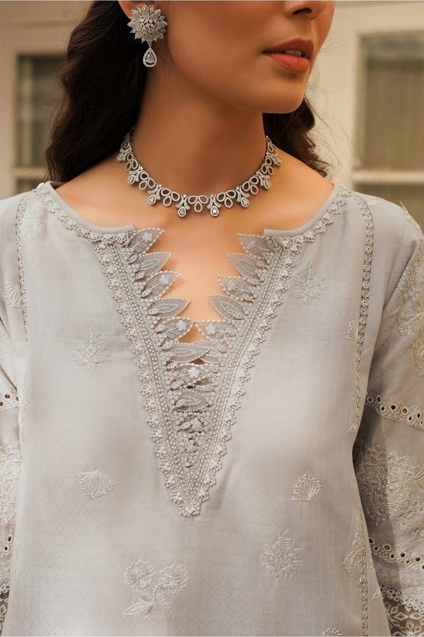Buy Silver Heavily Embellished Pakistani Kameez Salwar Suit with Dupatta