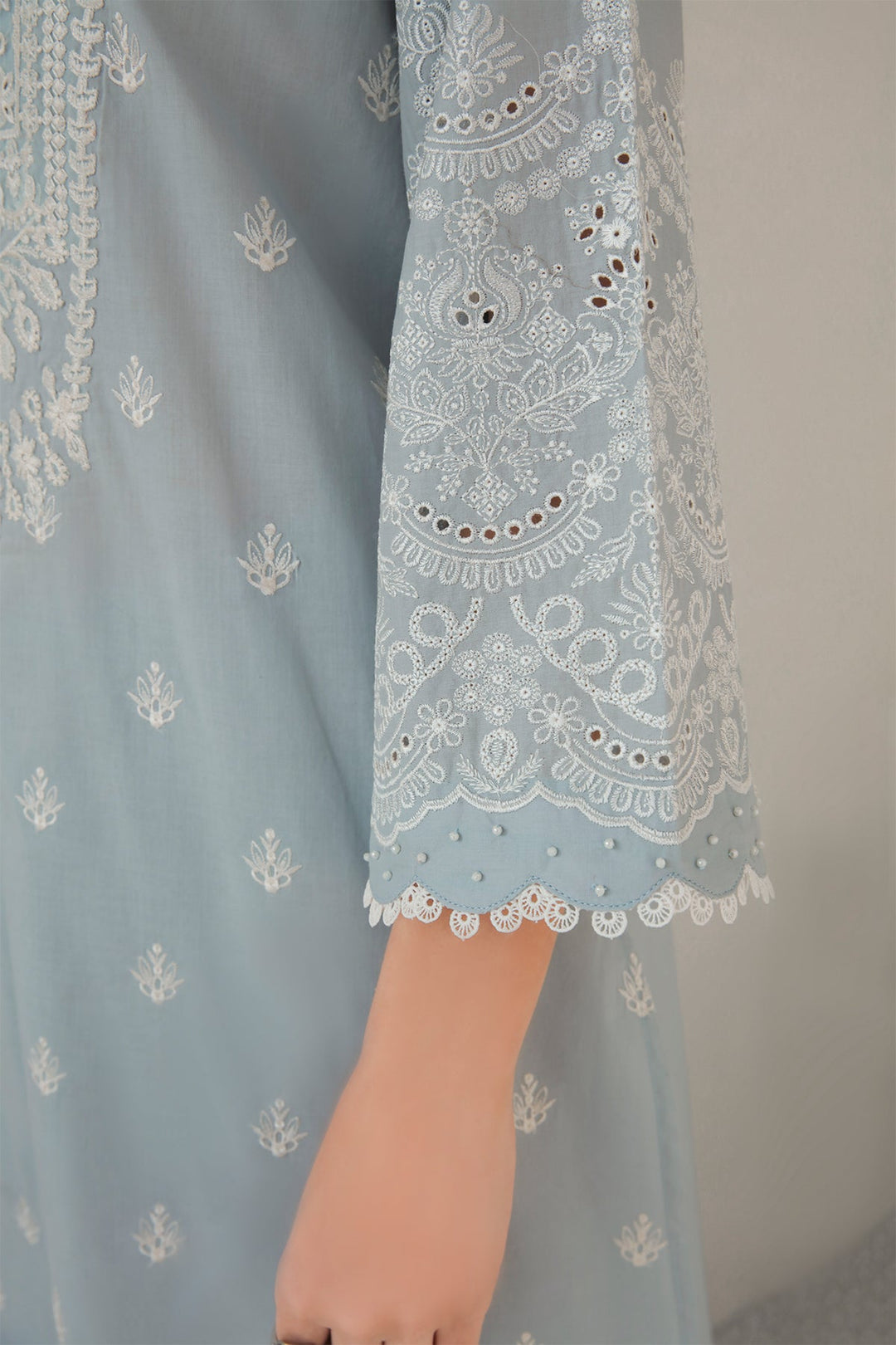 Buy Sky Blue Pakistani Traditional Kameez In Capri Style
