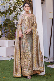 Buy Traditional Hand Embellished Golden Bronze Shirt Pakistani Wedding Dress