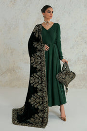 Buy Traditional Pakistani Green Long Frock With Shawl