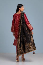 Buy Traditional Pakistani Kameez Salwar Suit in Cheery Red Jacquard
