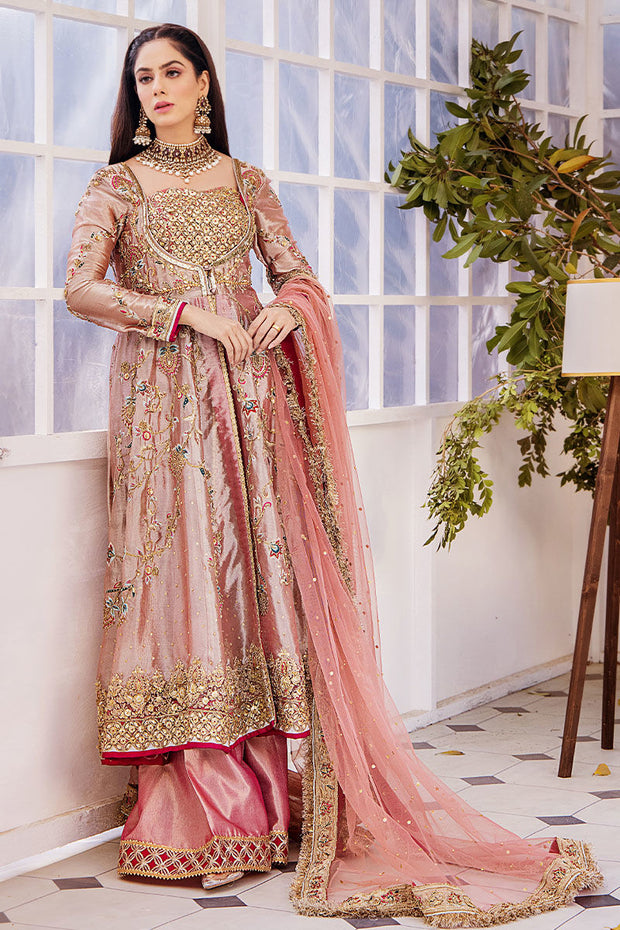 Buy Traditional Peach Embroidered Dress in Gown Style Wedding Dress 2023