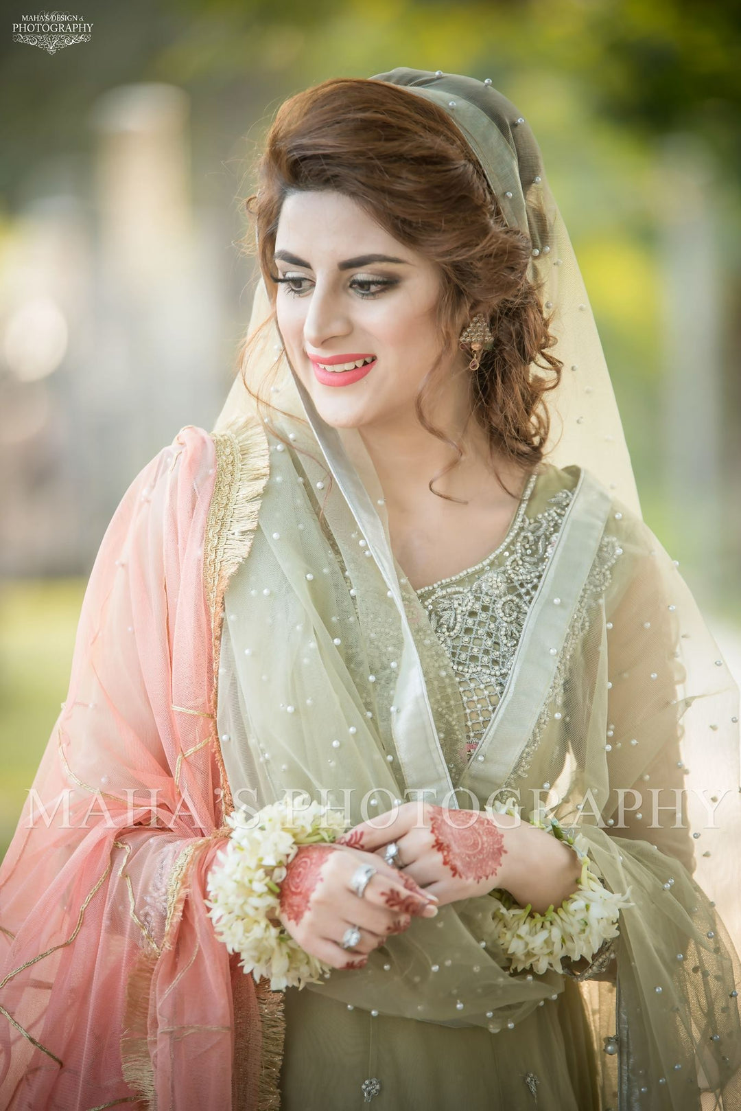 Beutifull wedding party dress In light pistachio green and baby pink color Model#P 1197 Medium