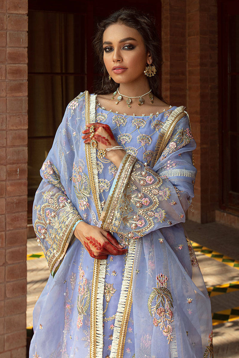 Cerulean Organza Sharara Kameez Pakistani Eid Dress Online – Nameera by ...