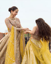 Chiffon Choli with Tissue Lehenga and Net Dupatta Pakistani Bridal Dress