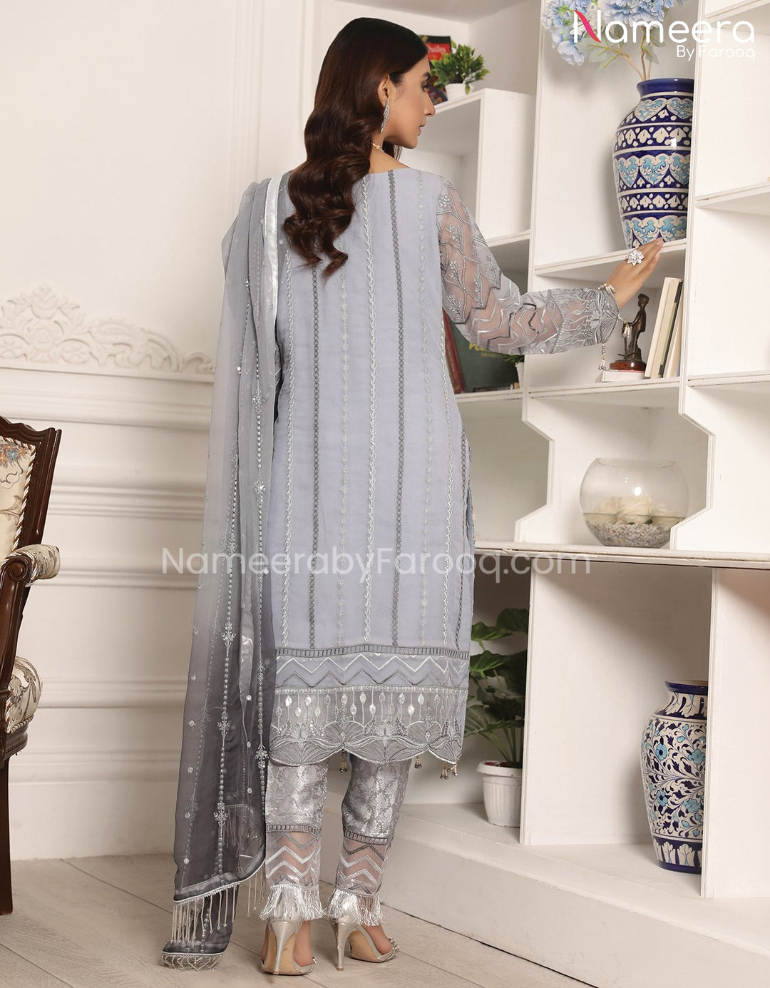 Chiffon Embroidered Dress