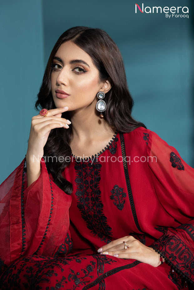 Chiffon Embroidered Dress