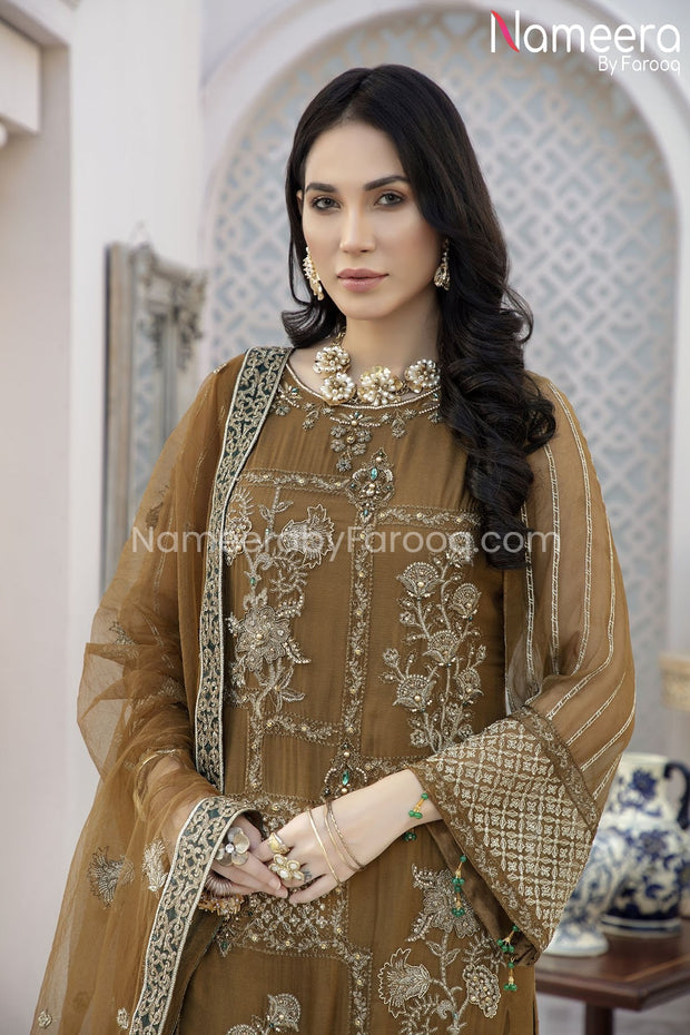 Chiffon Party Dress for Wedding with Embroidery Neckline Embroidery