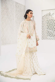 Chiffon Party Gharara in White Color