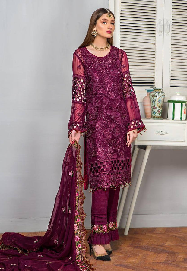 Chiffon Embroidered Suit for Party