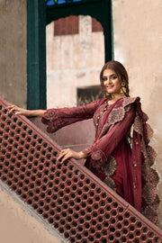 Pakistani Party Dress in Maroon Color