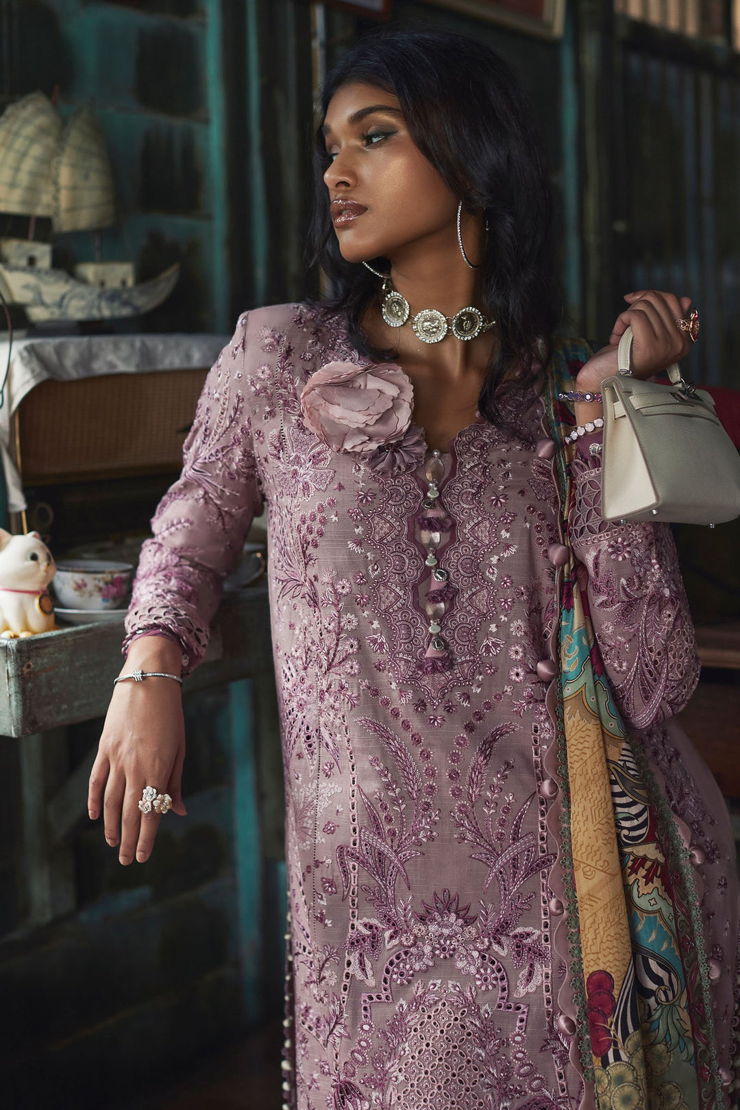 Chikankari Purple Kameez Salwar