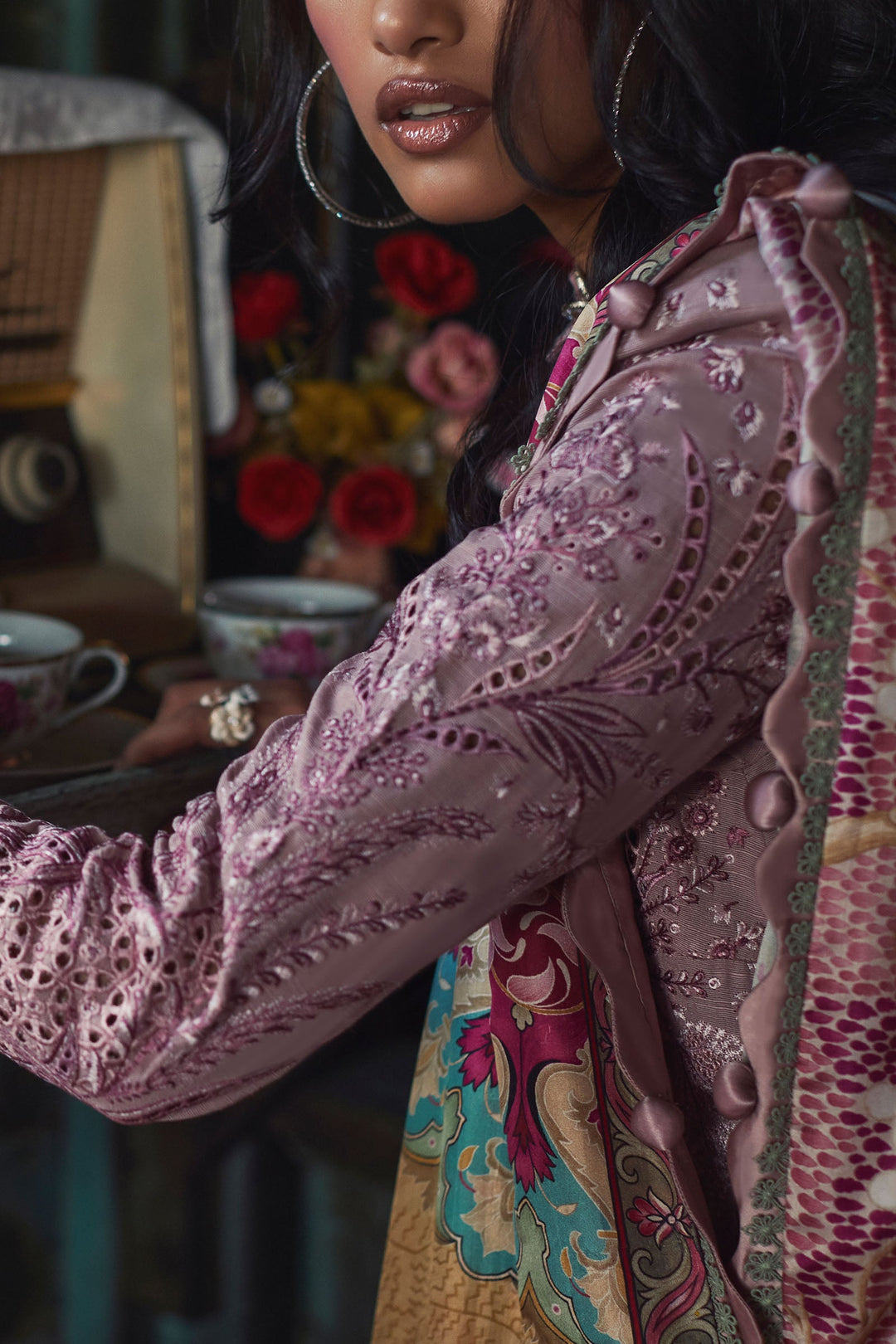 Chikankari Purple Kameez Salwar Pakistani Party Wear 2023