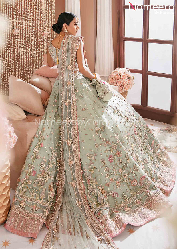 Pakistani Bridal Dress in Pishwas and Lehenga Style – Nameera by Farooq