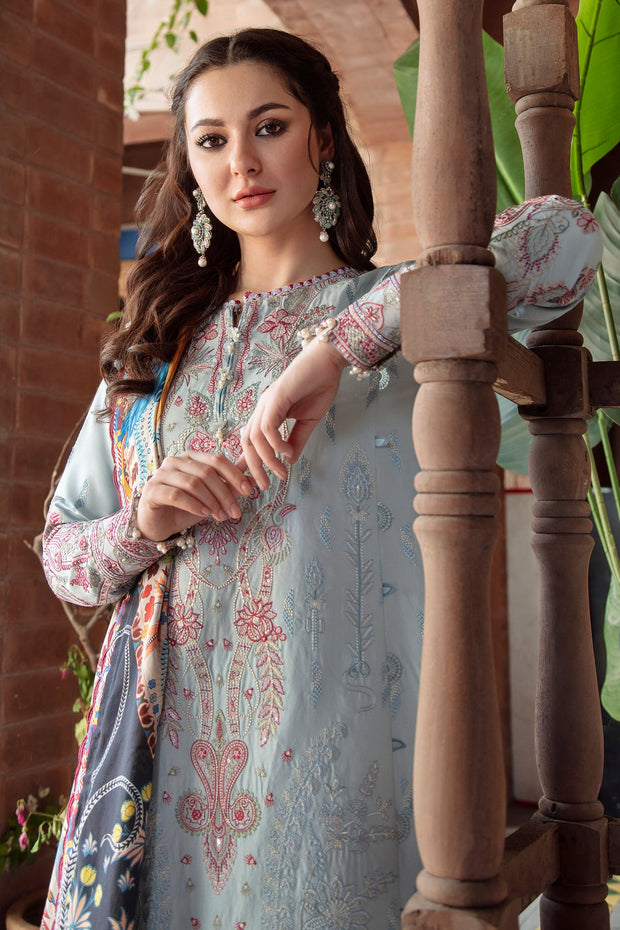 Classic Blue Pakistani Dress in Embroidered Salwar Kameez Style