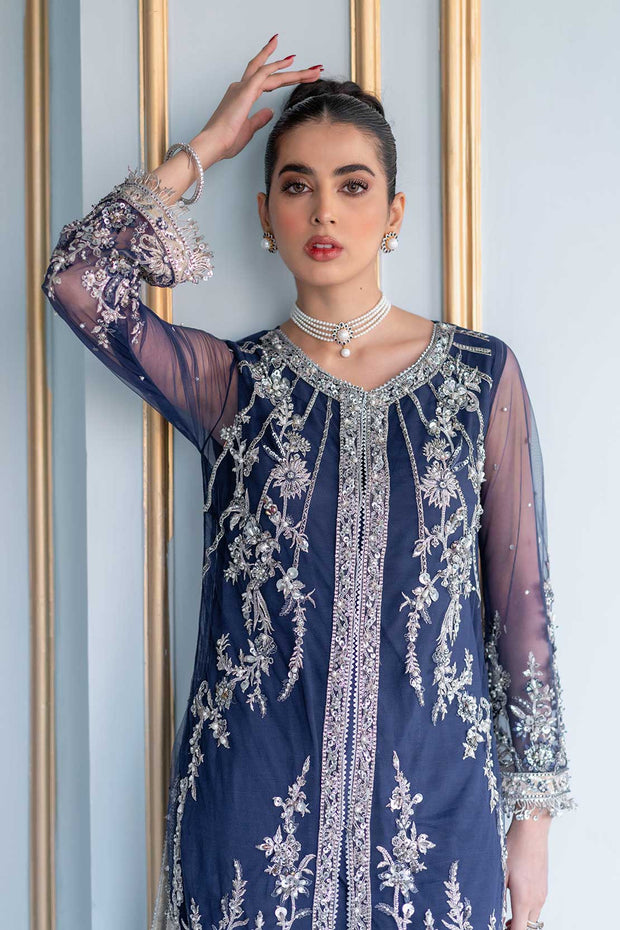 Classic Blue Pakistani Wedding Dress in Sharara Kameez Style