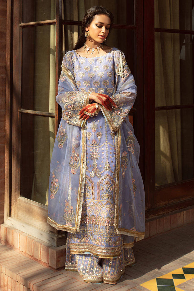 Classic Cerulean Organza Sharara Kameez Pakistani Eid Dress