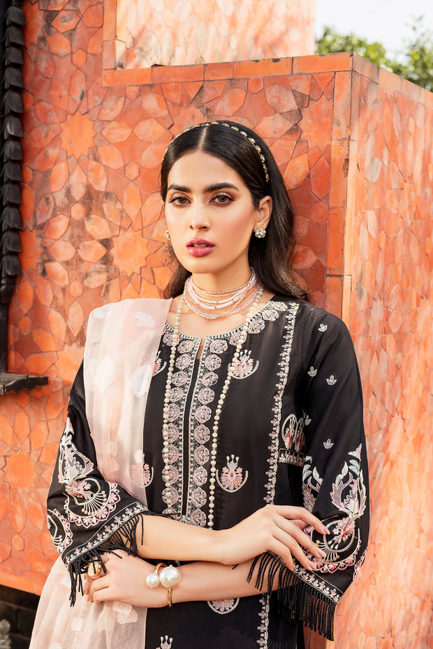 Classic Pakistani Black Dress in Kameez Trouser Dupatta Style