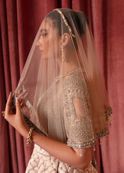 Classic Pakistani Bridal Lehenga Choli Dress in Ivory Color