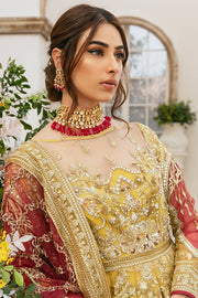 Classic Pakistani Bridal Yellow Lehenga Frock Dress