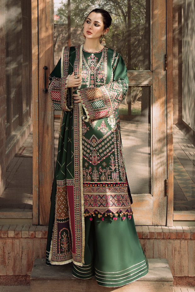 Classic Pakistani Embroidered Lawn Suit in Kameez Trouser Style