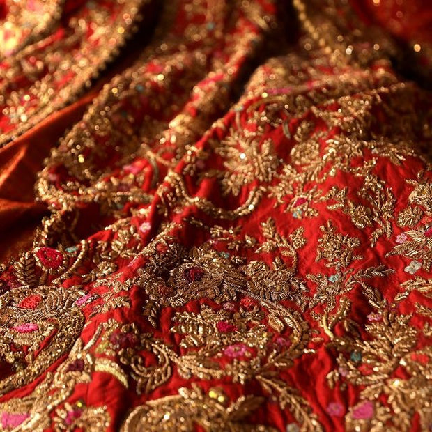 Classic Pishwas Lehenga Red Bridal Pakistani Dress