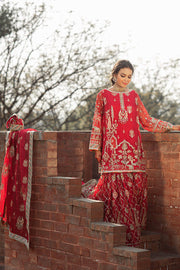 Classic Red Organza Gharara Kameez Dupatta Pakistani Eid Dress