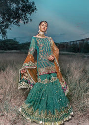 Classic Traditional Emerald Bridal Gharara Kameez Dress