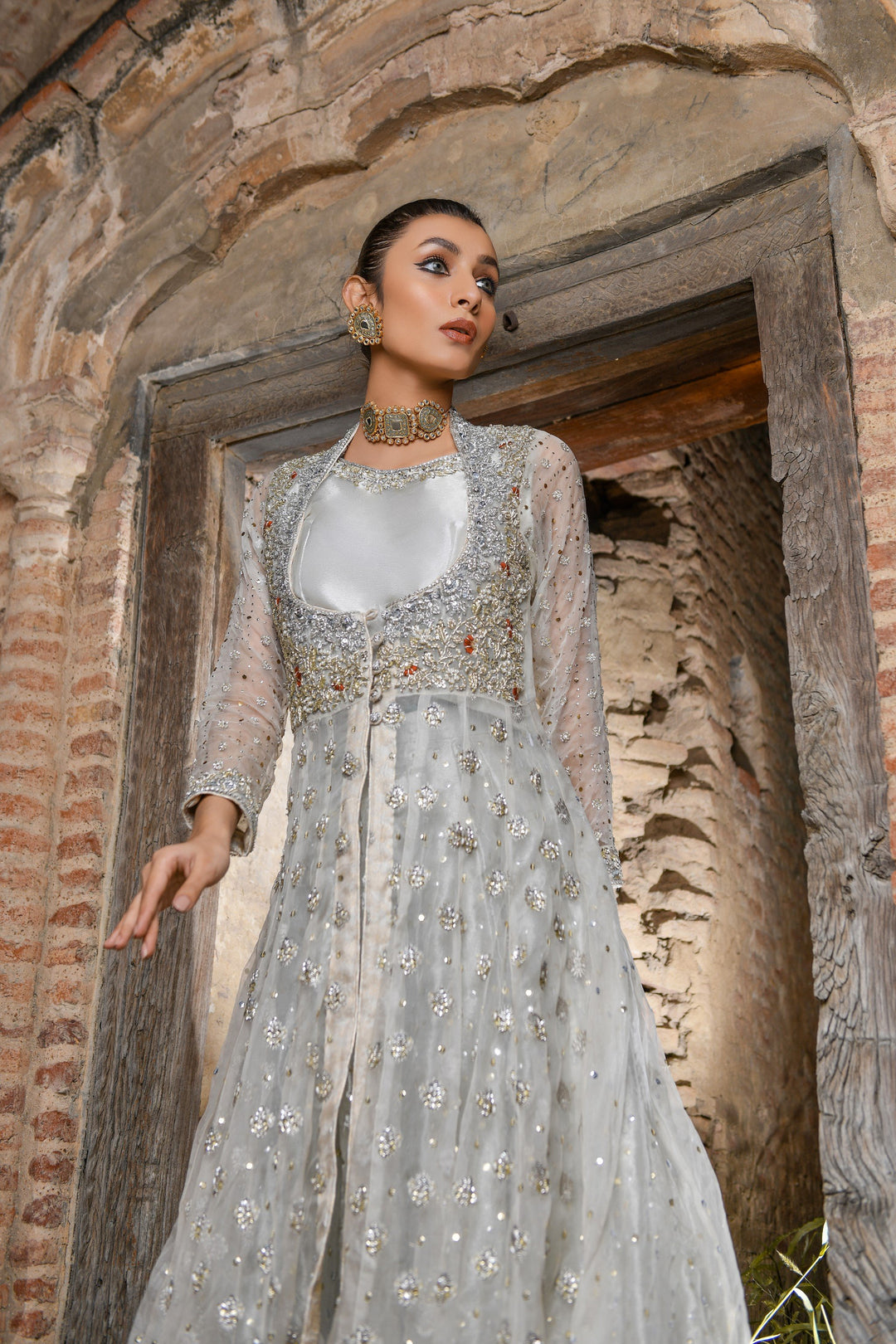 Classy Bridal Lehenga with Front Open Long Frock Dress