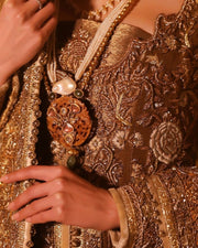 Classy Lehenga Jacket Golden Bridal Dress Pakistani