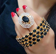 Classy Bangles Set With Ring Black Color