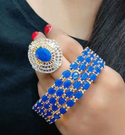 Classy Bangles Set With Ring Blue Color