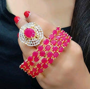 Classy Bangles Set With Ring Pink Color