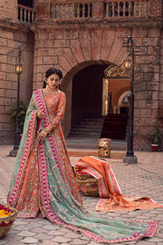 Coral Bridal Pishwas Lehenga Pakistani Wedding Dress