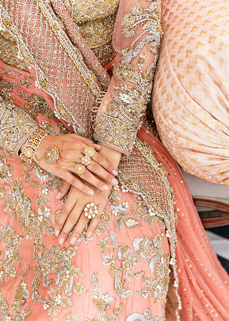 Coral Lehenga Choli Pakistani Bridal Dress