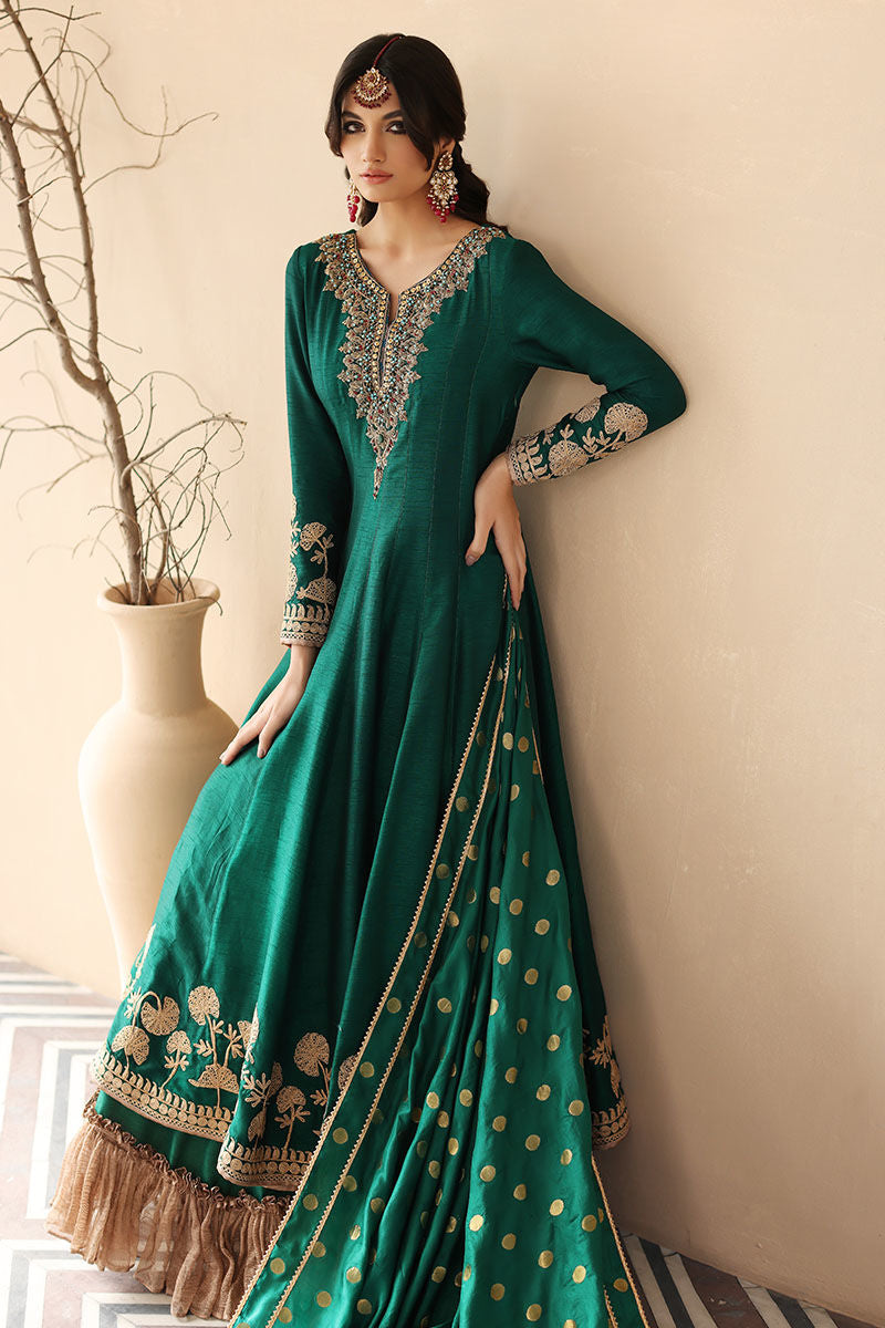 Green Pink Angrakha Organic Cotton Dress