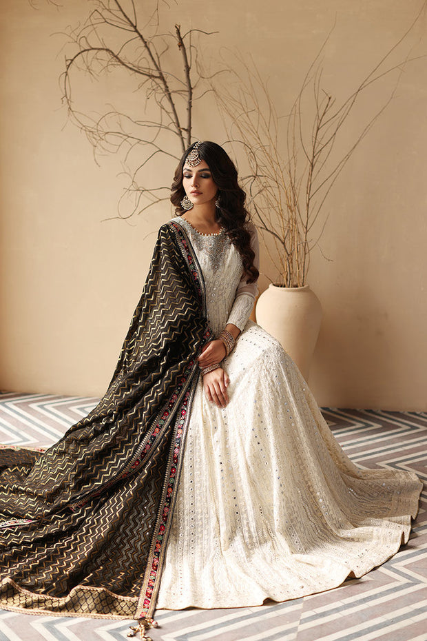 Cotton Net White Angrakha for Pakistani Wedding Dresses 2023