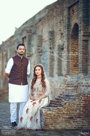 Beutifull bridal Maxi in off white and red color Model# 1179