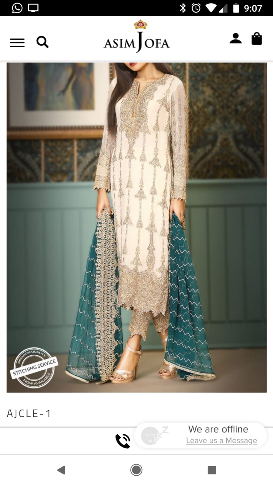 Beautiful Chiffon Dress by Asim Jofa in Offwhite and Sea Green Color ...