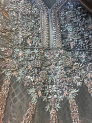 Heavy Wedding Dress In Beutiful Pinkish Gray Color Model# W 1753