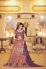 Beutifull bridal lahnga in red and majenda color Model # B 910