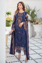 Dark Blue Pakistani Dress in Premium Chiffon 2022