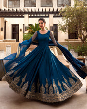 Dark Blue Raw Silk Pishwas 2023