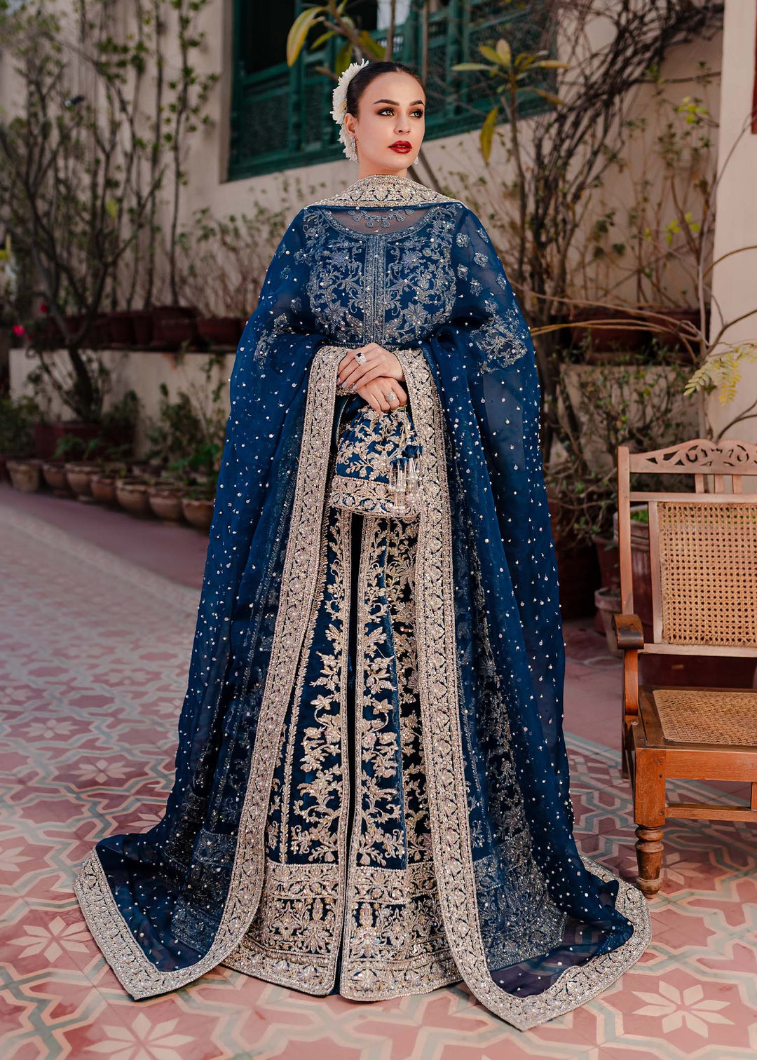 Dark Blue Sharara Kameez for Pakistani Wedding Dresses Nameera by Farooq Dark Blue Sharara Kameez for Pakistani Wedding Dresses Nameera by Farooq